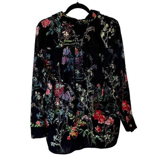 Soft surroundings velvet floral button down shirt SZL​​​​ - Picture 2 of 9